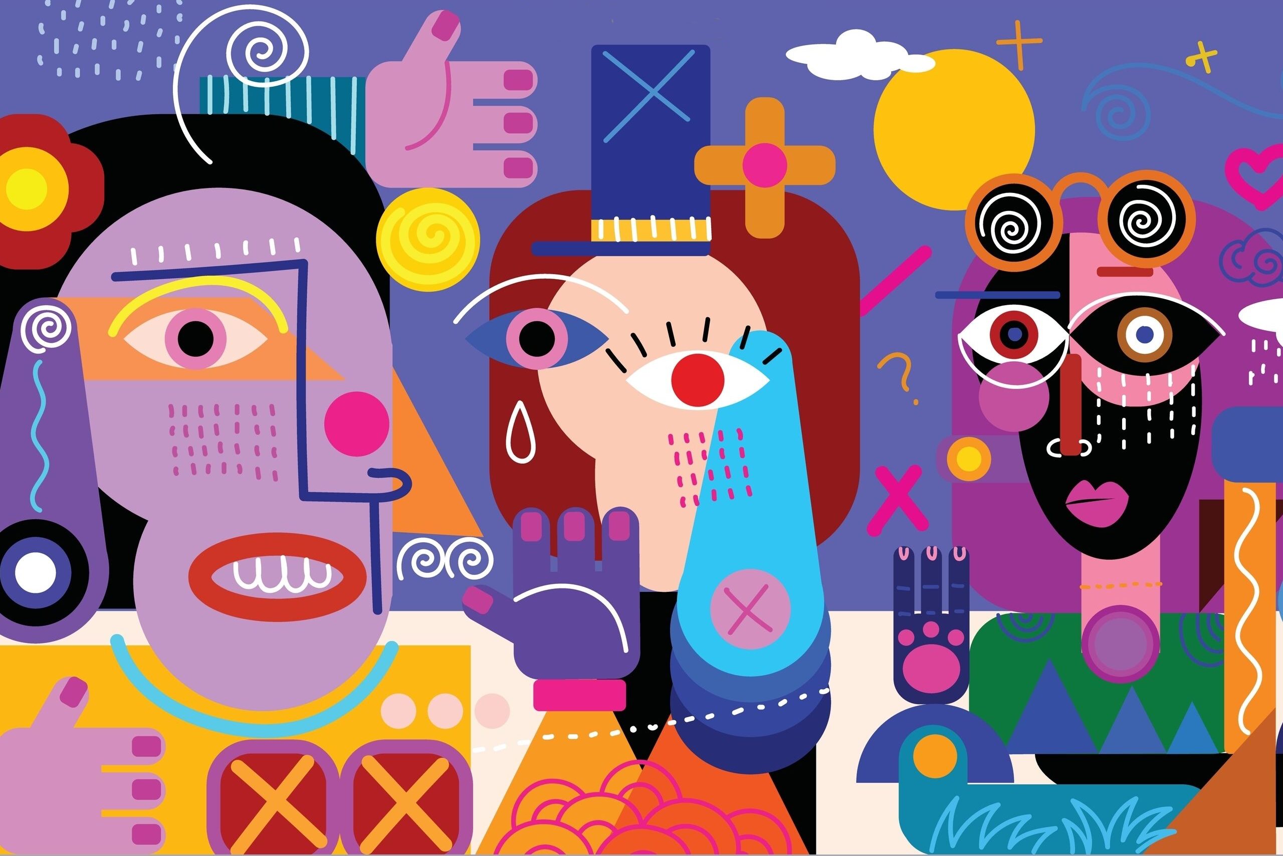 Illustrazione astratta di individui diversi che rappresentano l’inclusione sul posto di lavoro e la diversità culturale.