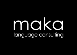 White Maka Language Consulting Logo on a black background