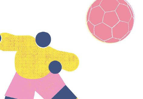 Stylized illustration of a soccer player in action, symbolizing the connection between football and business language.
