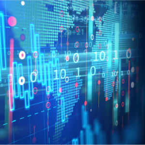 Digital data visualization representing AI, automation, and global business transformation. Digital data visualization with world map and graphs representing how freelancers and sales professionals use artificial intelligence to automate workflows, boost client acquisition, and grow their business
