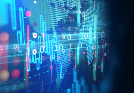 Digital data visualization representing AI, automation, and global business transformation. Digital data visualization with world map and graphs representing how freelancers and sales professionals use artificial intelligence to automate workflows, boost client acquisition, and grow their business