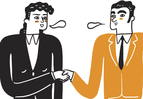 Two business professionals shaking hands during a cross cultural negotiation.